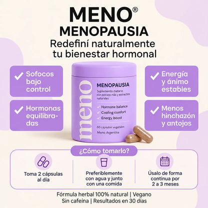 💜 MENO: Tu Aliado Durante la Menopausia Apoyo para Sofocos, Noches y Ánimo + Envío Gratis 🚚