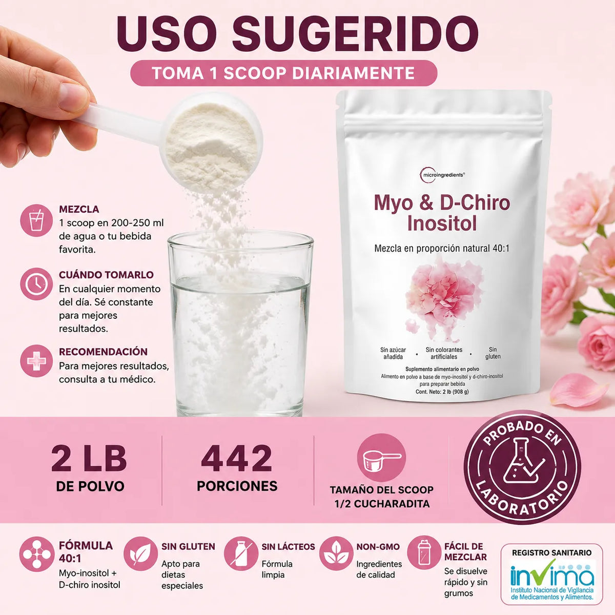 🌸 Myo & D-Chiro Inositol 40:1 | Equilibrio Femenino Desde Adentro ✨ + Envío GRATIS 🚚