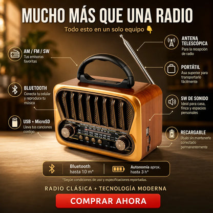 ⚡ Radio Retro FX-172BT™ | Música y Señal Donde Quieras + ENVIO GRATIS