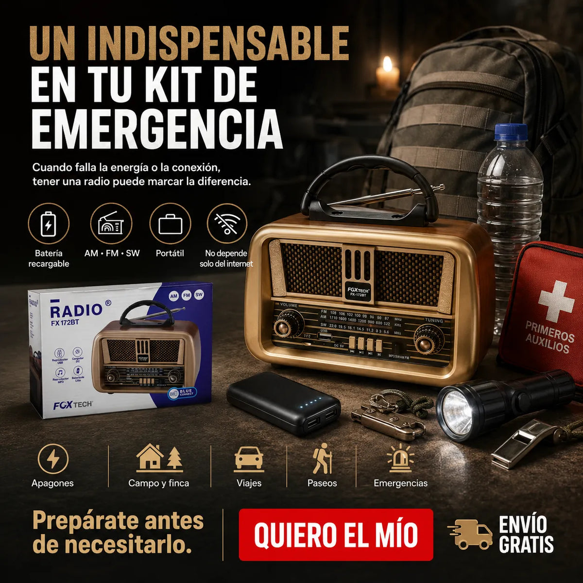 ⚡ Radio Retro FX-172BT™ | Música y Señal Donde Quieras + ENVIO GRATIS