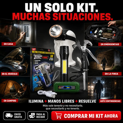 🛡️ KIT DE SUPERVIVENCIA 3 EN 1 🚨 | Prepárate para Cualquier Emergencia 🔦🔧 + ENVÍO GRATIS 🚚
