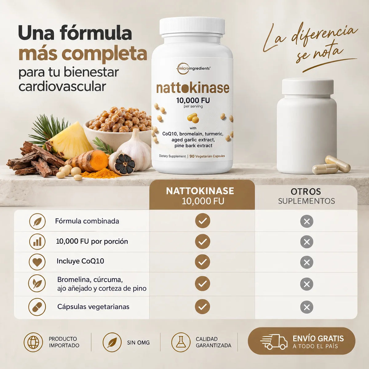 ❤️ Micro Ingredients Nattokinase 10,000 FU | cuida tu bienestar cardiovascular + 🚚 ENVÍO GRATIS