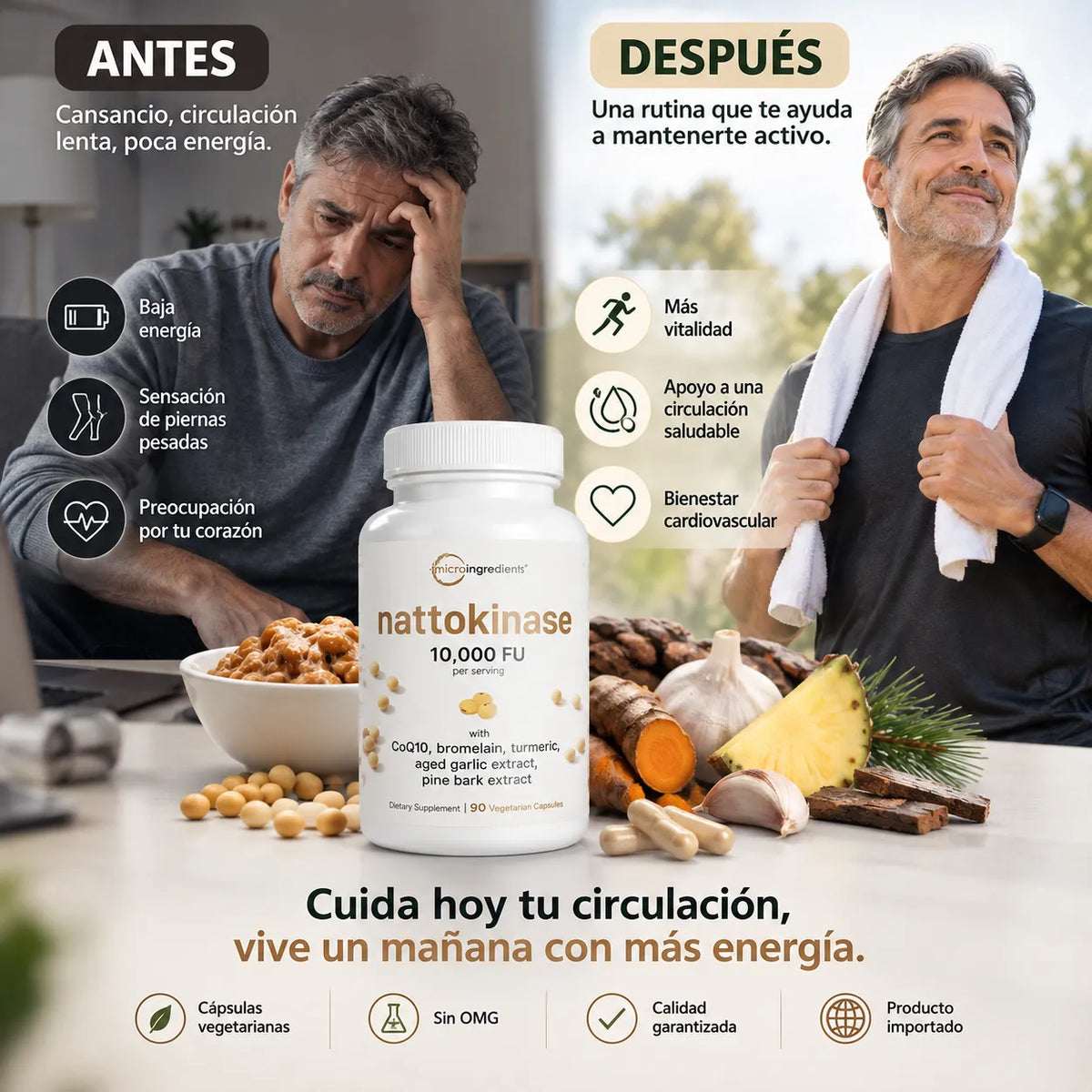 ❤️ Micro Ingredients Nattokinase 10,000 FU | cuida tu bienestar cardiovascular + 🚚 ENVÍO GRATIS