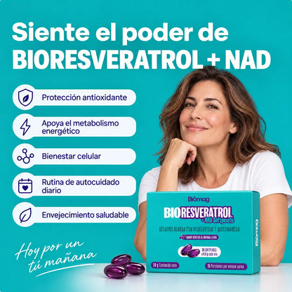✨ BIORESVERATROL + NAD – Resveratrol + Nicotinamida | 🚚 Envío Gratis