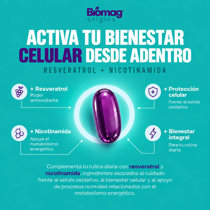 ✨ BIORESVERATROL + NAD – Resveratrol + Nicotinamida | 🚚 Envío Gratis
