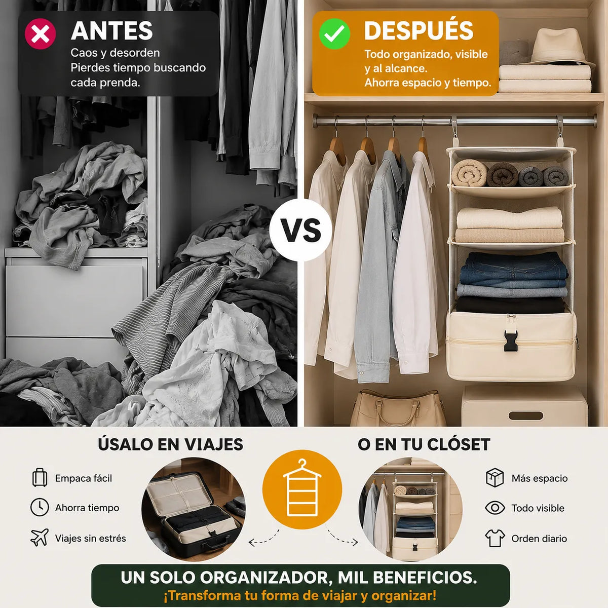 🧳✨ Clóset Viajero™: Más Orden, Más Espacio y Envío GRATIS 🚚