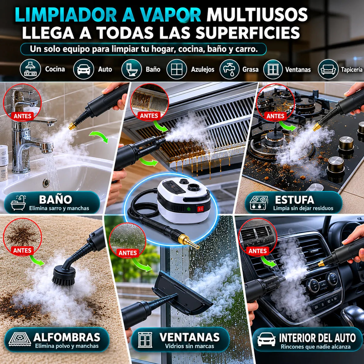 🏠 Limpiador a Vapor Multiusos ProClean™ + Envío Gratis 🚚🔥