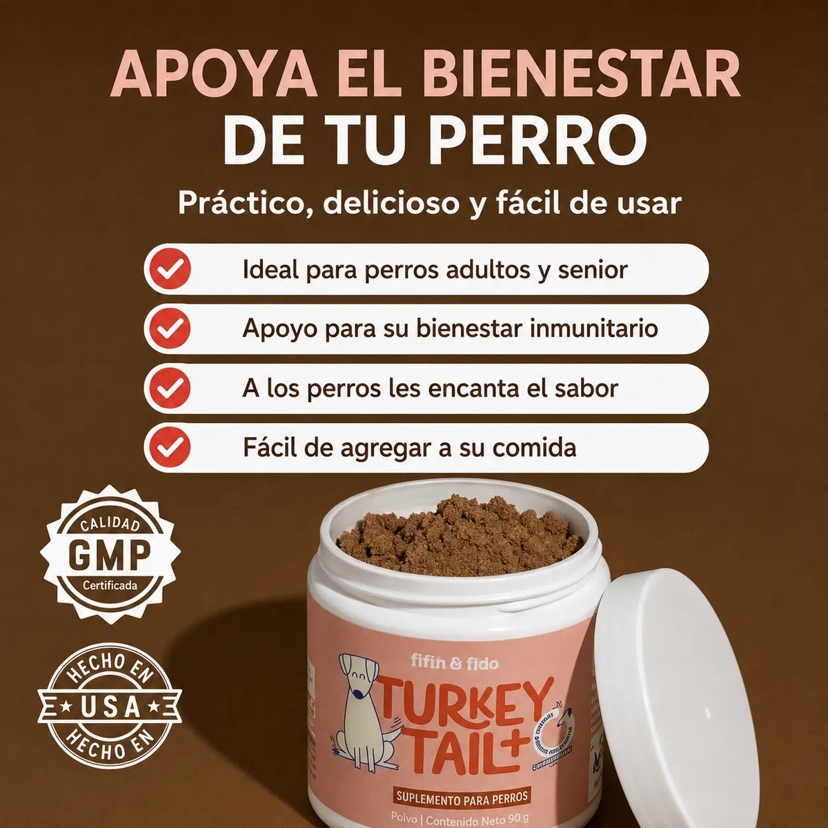 🐶🍄 Turkey Tail+ para Mascotas 🦠🛡️ Probióticos + Bienestar Digestivo e Inmunitario 🦠🛡️ |🚚 Envío GRATIS