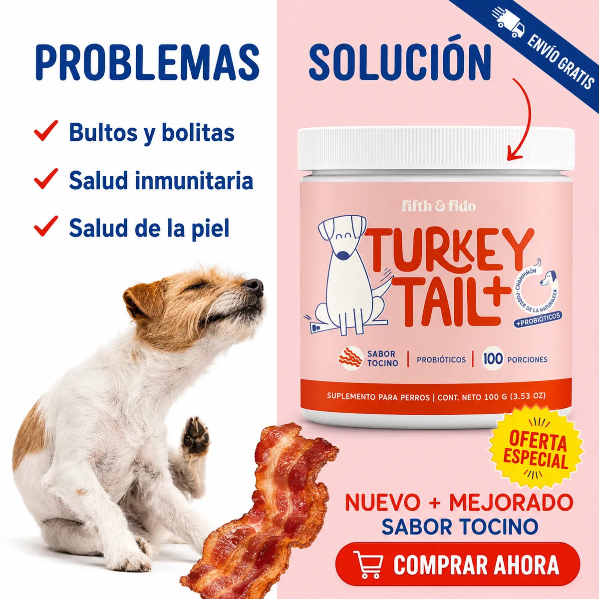 🐶🍄 Turkey Tail+ para Mascotas 🦠🛡️ Probióticos + Bienestar Digestivo e Inmunitario 🦠🛡️ |🚚 Envío GRATIS