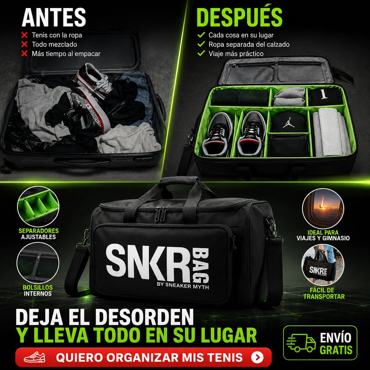 👟🎒 Bolso Organizador SNKR: Viaja con Todo en Orden + Envío GRATIS🚚✨