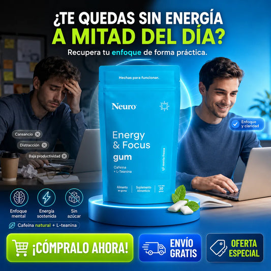 ⚡🧠 Neuro Energy & Focus Gum: Energía y Enfoque en Cada Goma + Envío Gratis 🚚