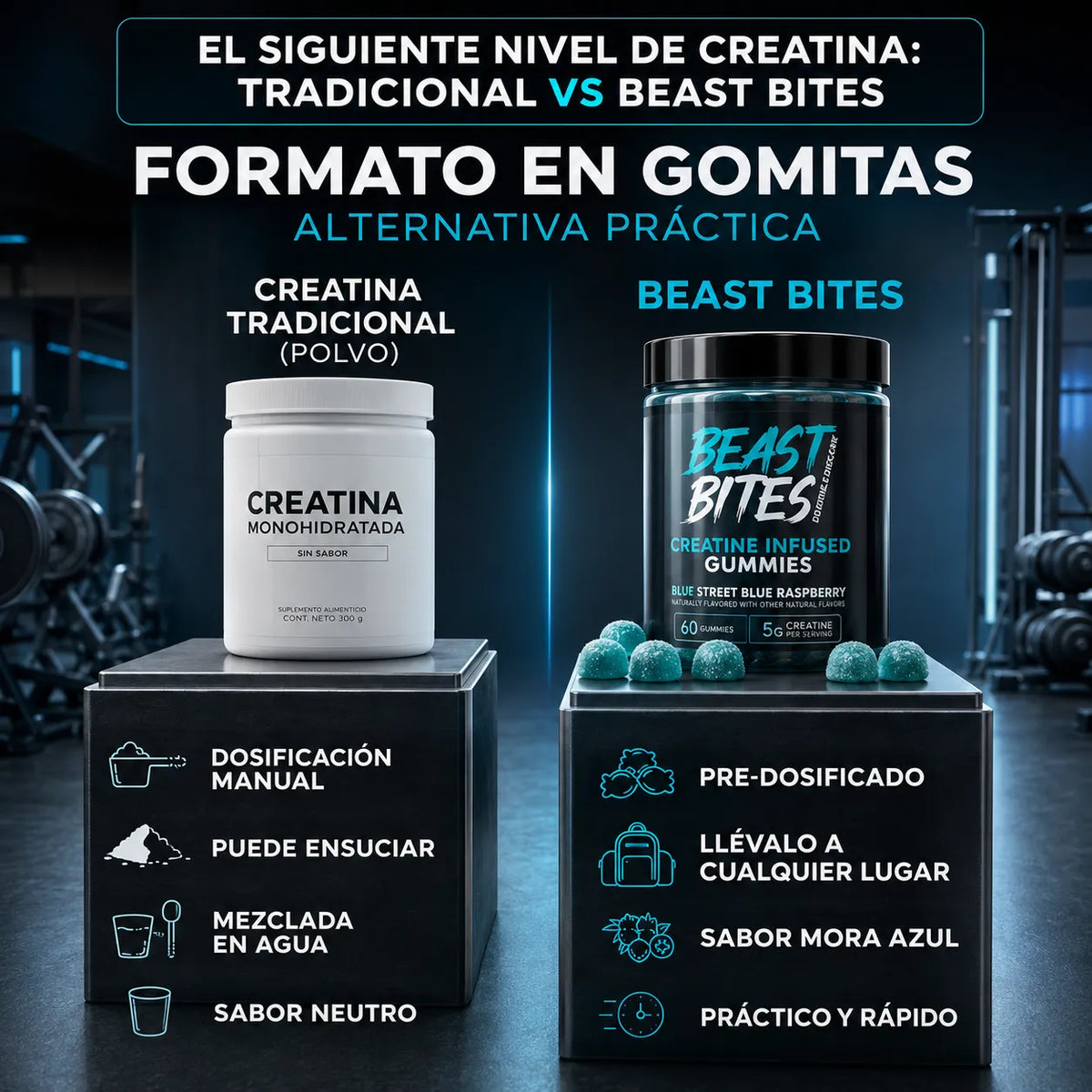 💪Beast Bites: Gomitas de Creatina para Potenciar tu Rutina + Envío Gratis 🚚
