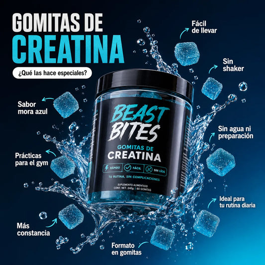 💪Beast Bites: Gomitas de Creatina para Potenciar tu Rutina + Envío Gratis 🚚