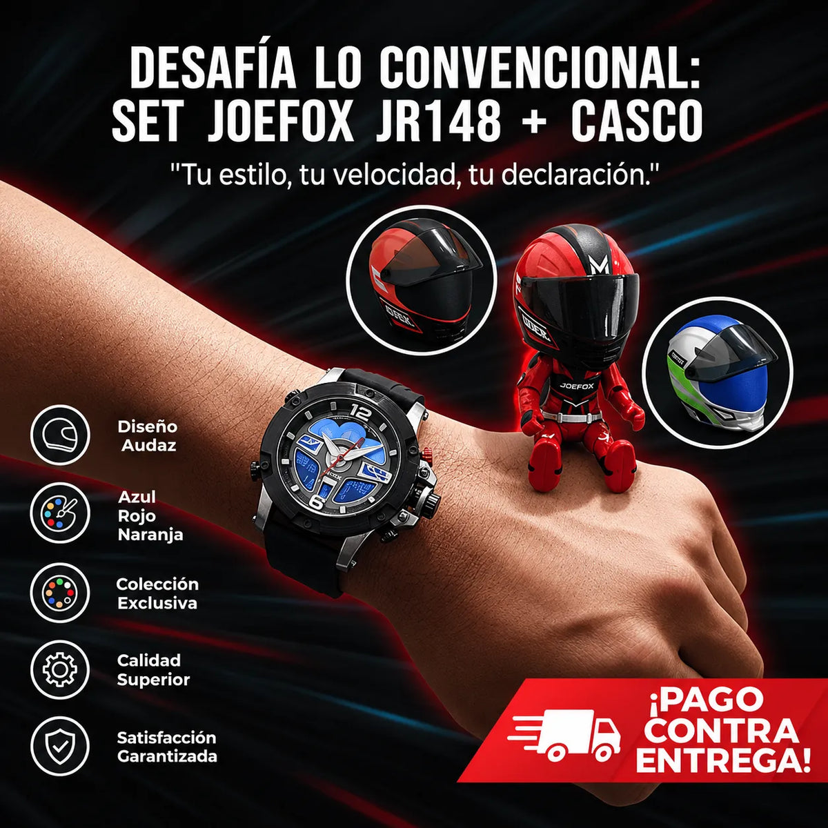 🏁 RELOJ JOEFOX RACING ⌚ + Figura Coleccionable 🏍️ + Estuche Premium 🎁 | 🚚 Envío GRATIS