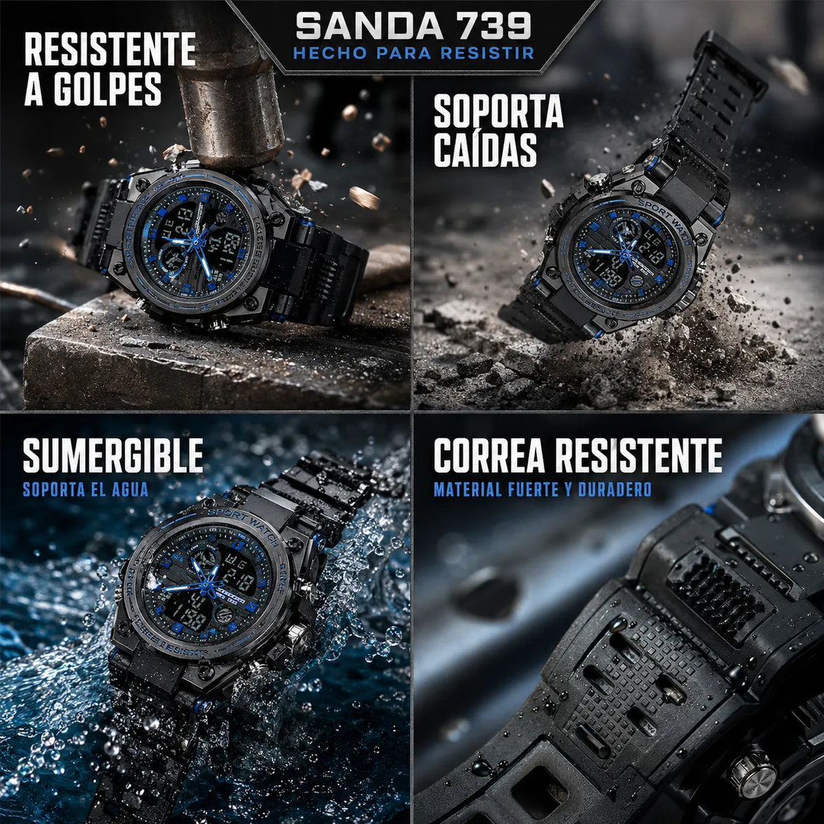 🖤💎⌚ Reloj Sanda 739 Edición Premium — Diseño Militar + 💧 Resistente al Agua + 🚚 Envío GRATIS