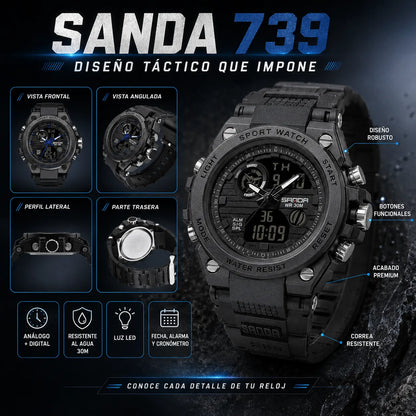 🖤💎⌚ Reloj Sanda 739 Edición Premium — Diseño Militar + 💧 Resistente al Agua + 🚚 Envío GRATIS