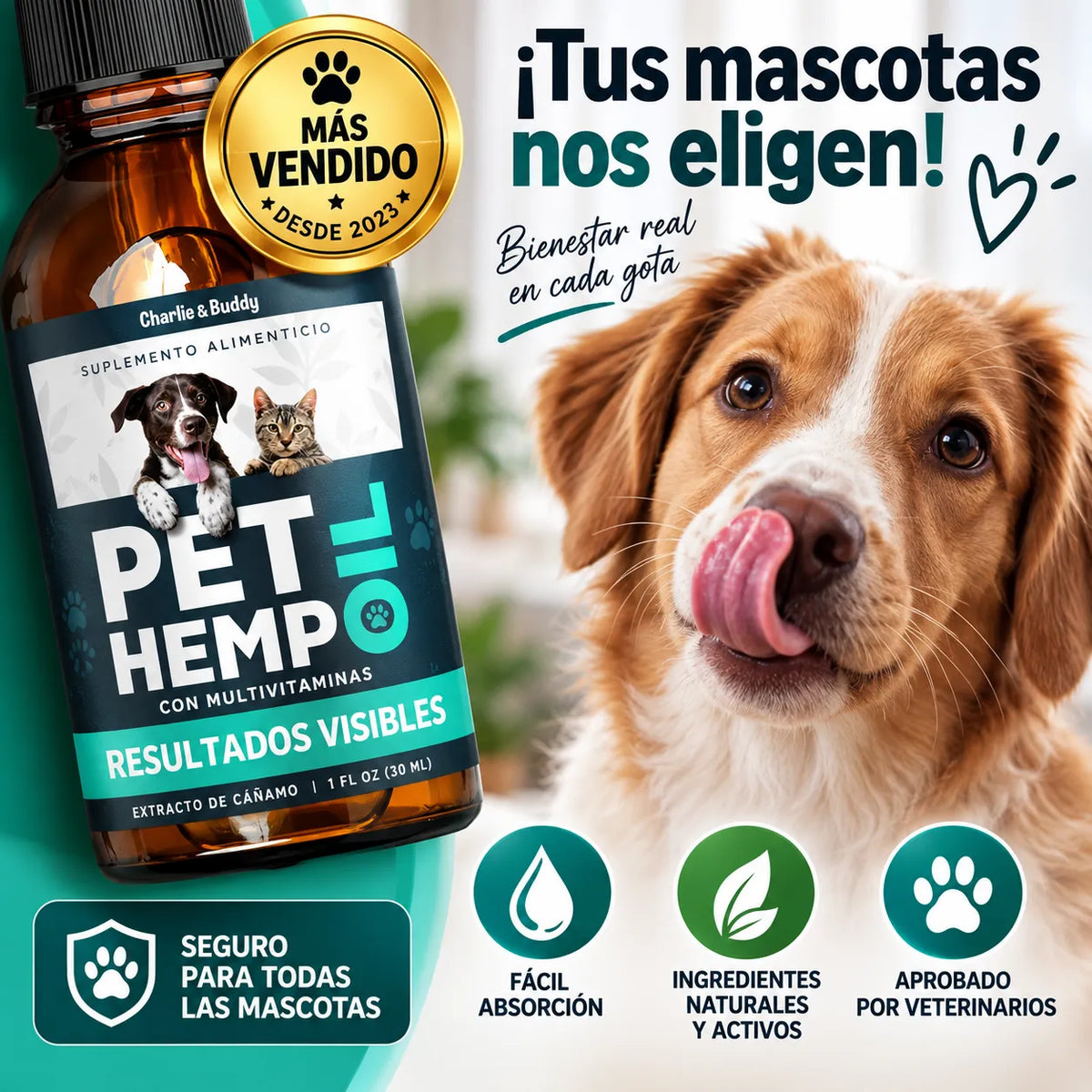 🐾 Pet Hemp Oil + Multivitamin 🌿 para Perros y Gatos 🐶🐱 + ENVÍO GRATIS