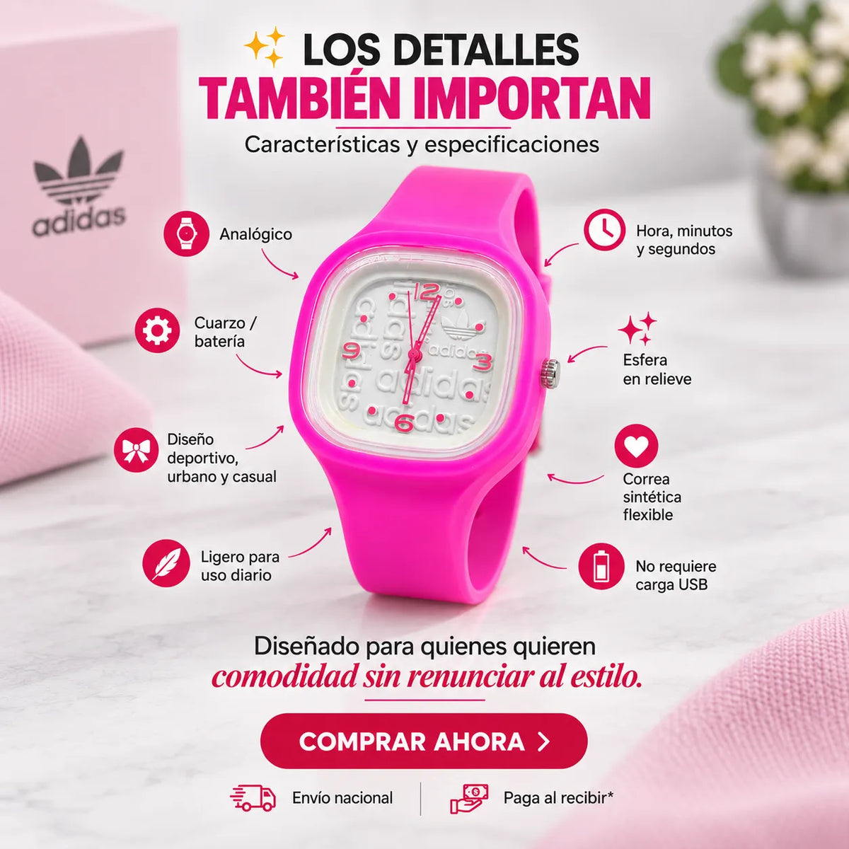 💗⌚ Reloj Adidas: El Accesorio que Toda Mujer Merece ✨ | Envío GRATIS 🚚
