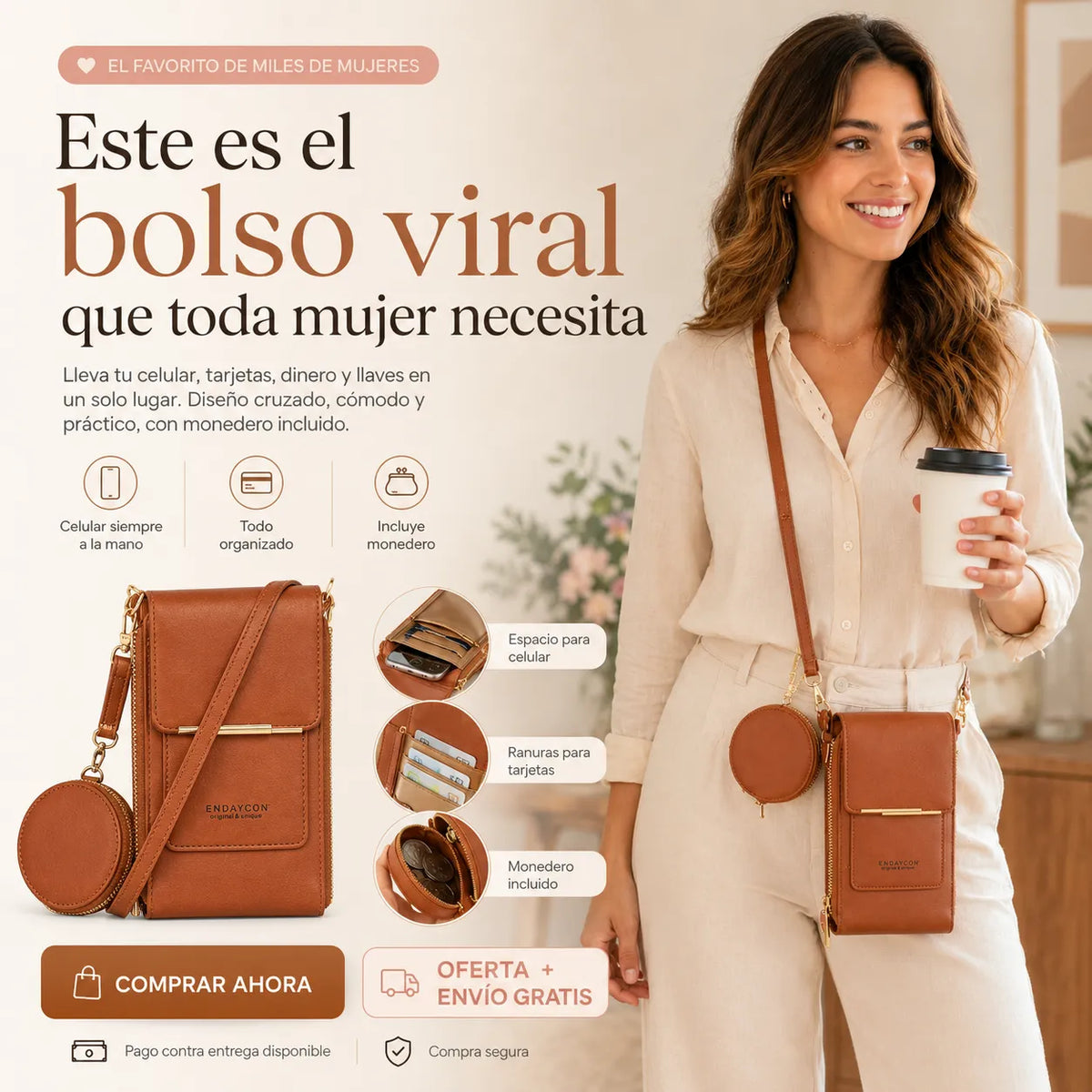 Oferta Especial 2x1 en el Bolso Multifuncional para Celular + Monedero Redondo 🎁