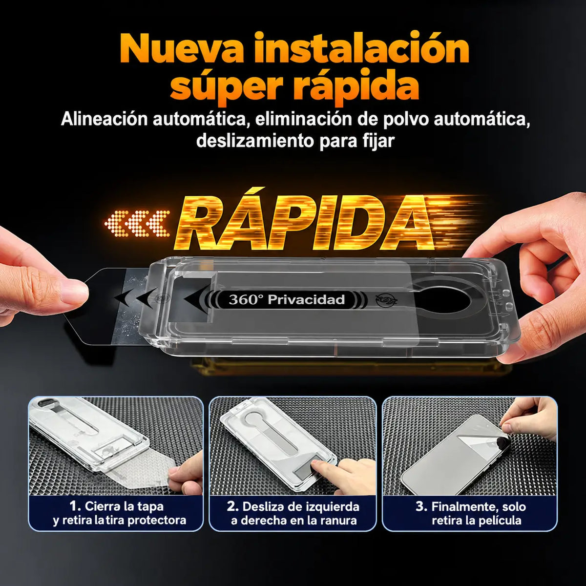 Protector de pantalla OneFish para iPhone - Protector de pantalla de privacidad de 4 vías 360° Anti-espía