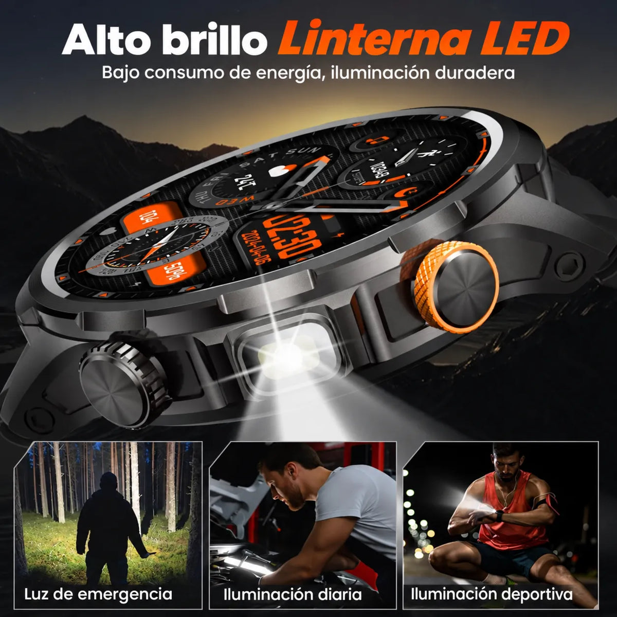 🔦⌚ SMARTWATCH TÁCTICO CON LINTERNA LED + ENVÍO GRATIS 🚚