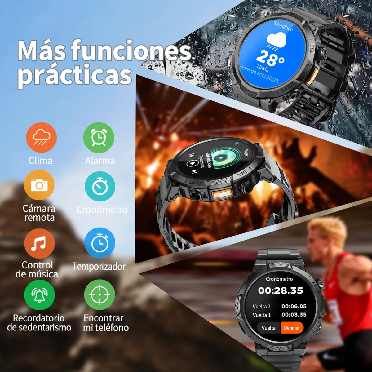 🔦⌚ SMARTWATCH TÁCTICO CON LINTERNA LED + ENVÍO GRATIS 🚚