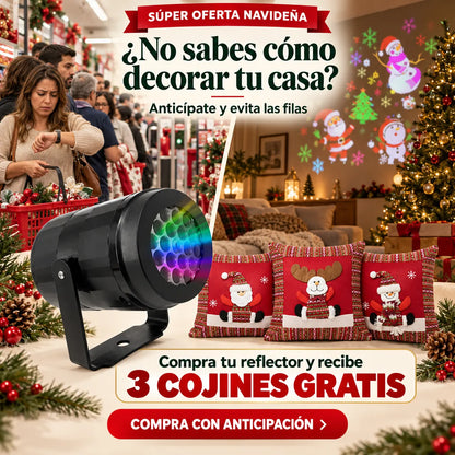 🎄✨ Proyector de Figuras Navideñas Multicolor + 🎁 3 Cojines GRATIS + 🚚 Envío GRATIS
