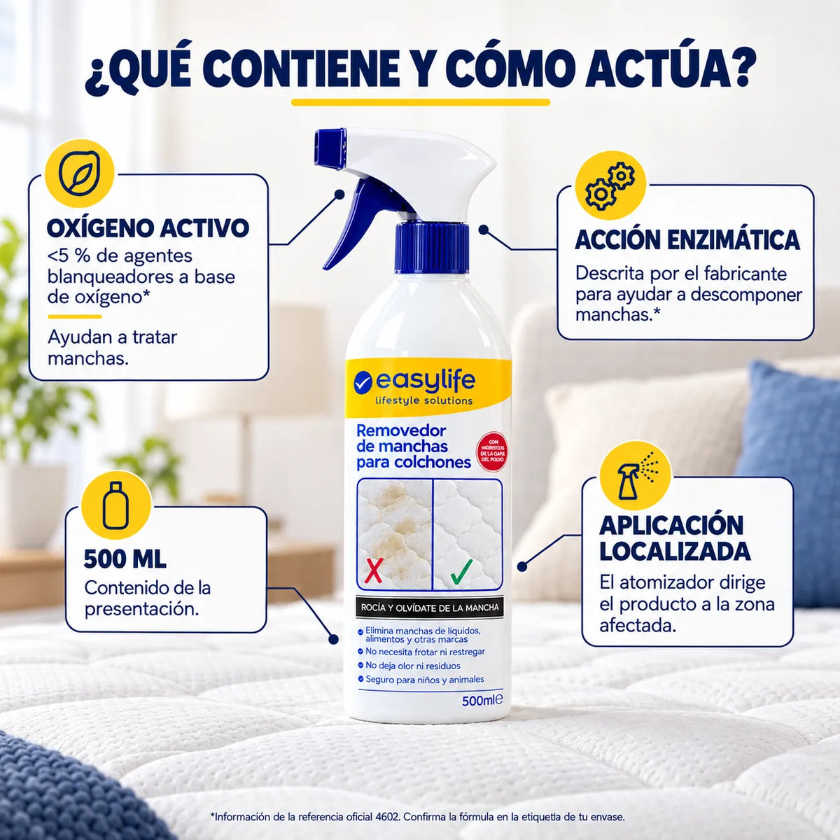 🛏️✨ Easylife Quitamanchas y Bacterias · 500 ml + 🚚 ENVÍO GRATIS