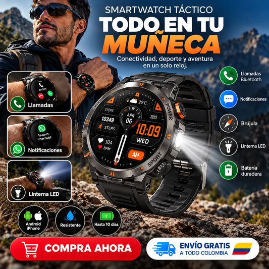 🔦⌚ SMARTWATCH TÁCTICO CON LINTERNA LED + ENVÍO GRATIS 🚚