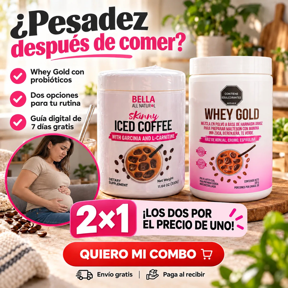 ☕ Skinny Iced Coffee + Whey Gold con probióticos 🎁 ¡Combo 2×1 + guía digital GRATIS! 🚚 Envío gratis