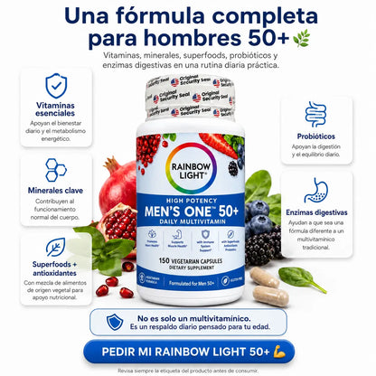Rainbow Light 50+ 💪 Multivitamínico 150 cápsulas Premium para Hombres + Envío Gratis 🚚 ✅